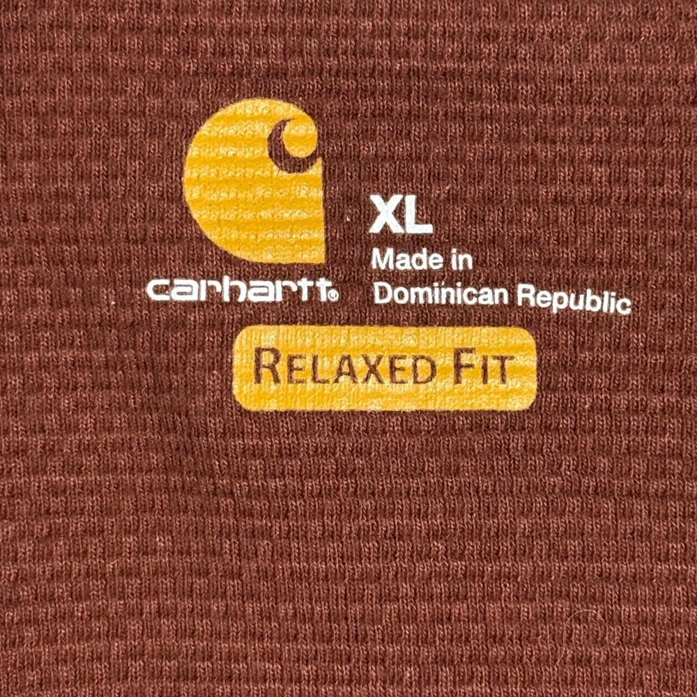 Carhartt 1/4 Zip Pullover Mens XL Rust 102837 Relaxed Fit Waffle Knit Workwear
